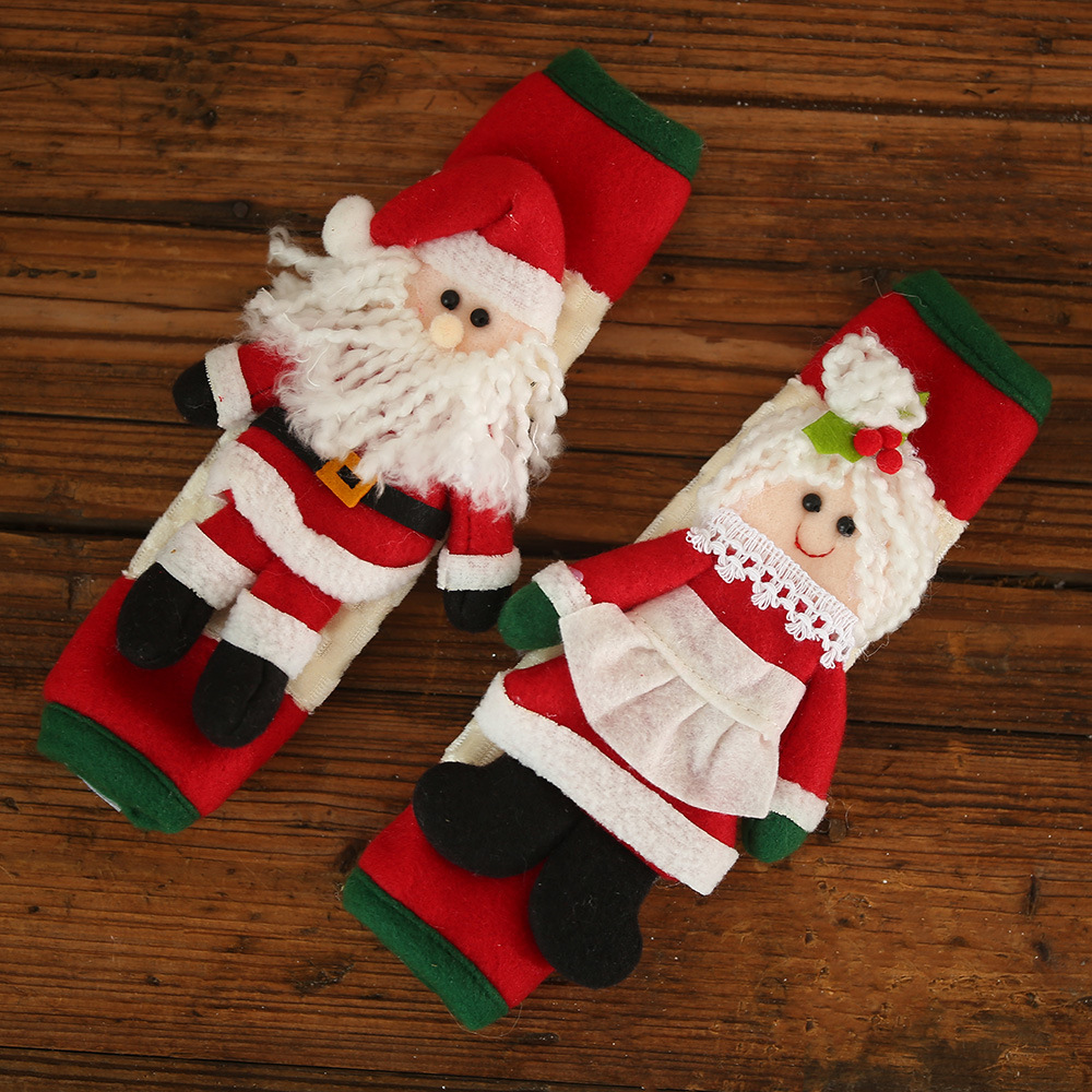 2PCS Christmas Decorative Items Pull The Velvet Glove Cartoon Old Microwave Oven Door Handle Sets Of Gloves